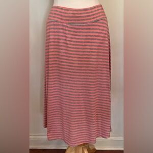 Studio 253 Pink Grey Striped SZ M Hippie Festival Boho Chic Casual Maxi Skirt
